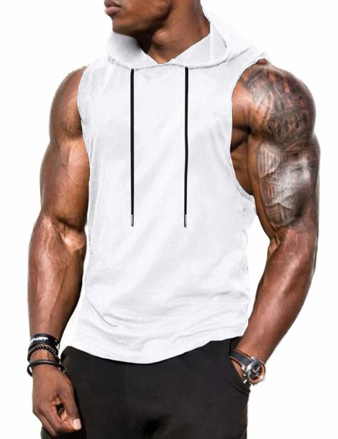 Men's Workout Hooded Tank Tops Sports Training Sleeveless Gym Hoodies Bodybuilding Cut Off Muscle Shirts Polo Tracksuit, Gym Hoodies, Jogging Outfit, Bodybuilding Clothing, Fitness Tank Top, Men's Workout, Summer Vest, Gym Hoodie, Body Building Men