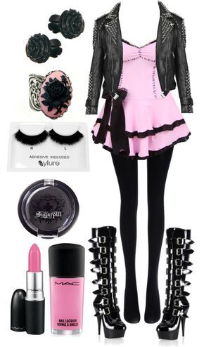 "Black & Pink" by misssookielemort on Polyvore Pink And Black Fashion, Goth Valentines Day, Black Pink Outfit, Goth Valentines, Valentines Day Outfit Ideas, Cute Emo Outfits, Pastel Goth Outfits, Valentines Day Outfits, Day Outfit Ideas