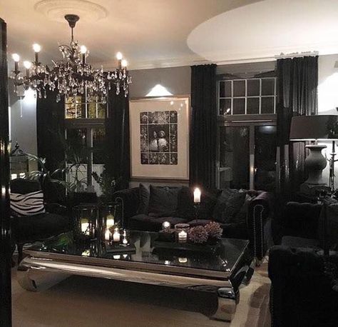 Gothic Living Room Ideas, Gothic Living Rooms, Goth Living Room, Gothic Living Room, Halloween Living Room, Modern Gothic, Glam Living Room, Goth Home Decor, Living Room Design Decor