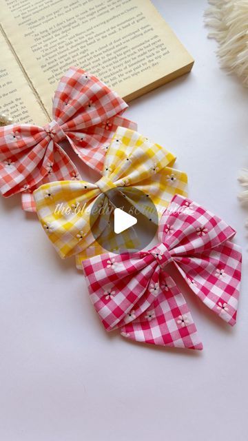 How To Make Bow Hair Clips, Pigtail Bows Diy How To Make, Diy Pigtail Bows, Pigtails With Bows, Pig Tails With Bows, Hair Bows Pigtails, Diy Hair Bow Holder, Cute Cotton Bow Hair Accessories, Pig Tail Bows