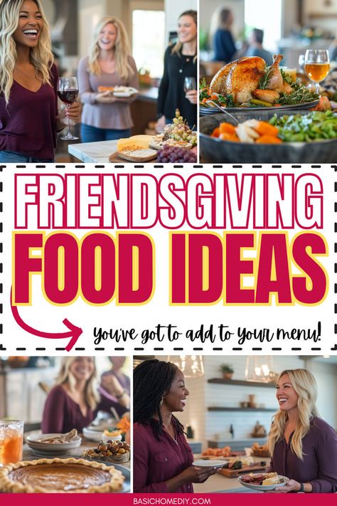 Find 8 easy Friendsgiving food ideas for a fun dinner party perfect for any dinner party or potluck! Whether you're wondering what to take to Thanksgiving dinner or planning a Friendsgiving menu, get Friendsgiving recipes and inspiration for appetizers, side dishes, and dessert ideas. Find cocktail party ideas, as well as drinks, finger foods, Thanksgiving snacks, and party food platters. Make your Friendsgiving treats and side dishes stand out this year with delicious food ideas and desserts. Friendsgiving Treats, Friendsgiving Dinner Party Food, Friendsgiving Recipes, Celebration With Friends, Friendsgiving Food Ideas, Friendsgiving Potluck, Friendsgiving Menu, Friendsgiving Dinner Party, Dinner Party Ideas