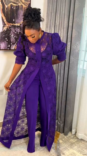 Tailor Catalogue on Instagram: "We still can't get over @cloutclothingng statement piece...🤎🤎🤎 Shop @cloutclothingng #kimono #pants#tailorcataloguepage" Lace Kimono Outfit, Kimono Pants, Materials Gown Style, Prom Dresses Pink, Long African Dresses, 2piece Outfits, Lace Gown Styles, African Dresses Modern, Women Dresses Classy