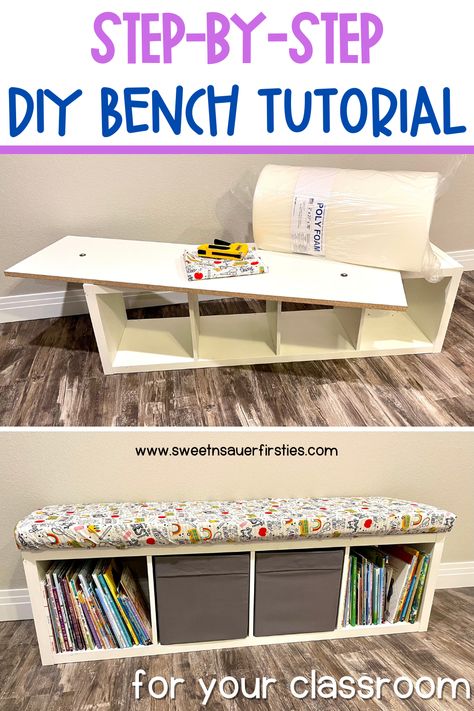 Are you starting flexible seating in your classroom this year or have you been using it for a long time and you’re looking for new flexible seating choices? How about make your own DIY bench for the classroom. This DIY storage bench with seat cushion makes the perfect reading bench and place to store classroom supplies or student supplies. You can create a cushion that goes with any classroom decor. This easy to make DIY bench only requires a few supplies. Classroom Cushions, Bench Seat Diy, Diy Storage Bench Seat, Storage Bench Seat, Reading Nook Classroom, Classroom Curtains, Reading Bench, Classroom 2023, Teacher Chairs