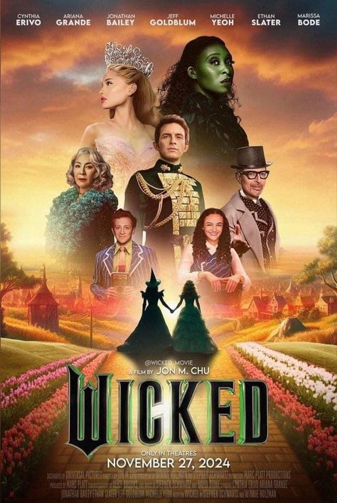 Musical Wallpaper, Ariana Grande Poster, Broadway Posters, Wicked Movie, Elphaba And Glinda, Wicked Musical, Wicked Witch Of The West, Morena Baccarin, Film Disney