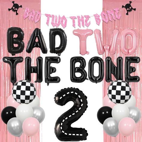 PRICES MAY VARY. Bad two the bone balloon set: Create lasting life memory with our pink black balloon set 2nd birthday party decorations. Our 2 years old birthday party kit has all the decorations you need to go create a dreaming fantastic music themed 2nd birthday party. And your little girl will be surrounded by love and pleasure at the party time. Joyful setup time: Our second birthday party decorations are easy to assemble. You can show your imagination to decorate your party with our party Simple 2 Year Birthday Theme, 2 Cool Birthday Party Girl, 2yrs Old Birthday Party Ideas Girl, 2 Year Girl Birthday Party Themes, Two Girl Birthday Party Themes, Second Birthday Ideas Girl, Two Year Birthday Theme, Baby Girl 2nd Birthday Theme, Girls Second Birthday Theme