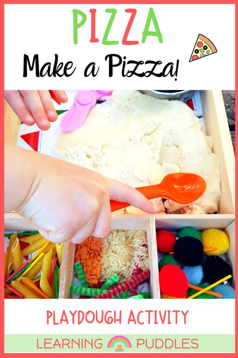 Pizza Project For Preschool, Crazy Pizza Day Book Activities, Pizza Activities For Toddlers, Pizza Sensory Bin, Pizza Crafts For Toddlers, Pizza Activities For Kids, Pizza Activities For Preschool, Pizza Playdough, Preschool Pizza