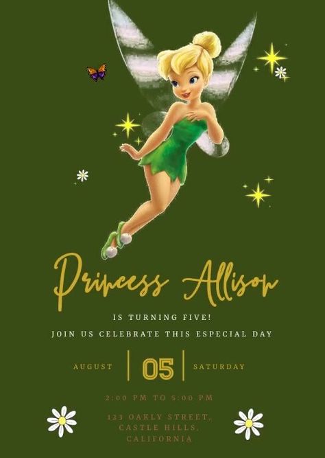 Tinkerbell Invitations Birthdays, Tinkerbell Invitation Template, Tinkerbell Invitations, Tinkerbell Birthday Party, Templates Birthday, Peter Pan Tinkerbell, Peter Pans, Tinkerbell Birthday, Birthday Theme Decoration