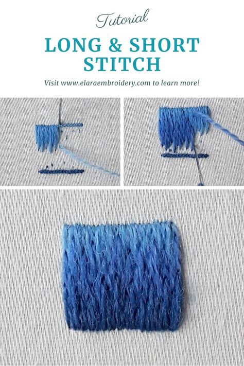 Embroidery Stitches Long And Short, Filling In Embroidery, How To Do Long And Short Stitch, Embroidery Shading Tutorial, How To Blend Colors Embroidery, Long Short Stitch Embroidery Tutorial, Long And Short Stitch Tutorial, Embroidery Stitch Practice, Wool Stitch Embroidery