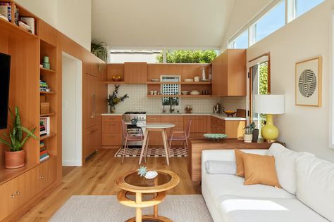 Photo 8 of 12 in Clerestories and a Pitched Roof Cap This $330K Garage Turned ADU in Los Angeles - Dwell Studio Adu, Adu Designs, Granny Flat Plans, Garage To Living Space, Roof Cap, Garage Guest House, Converted Garage, Garage Studio, House Redesign