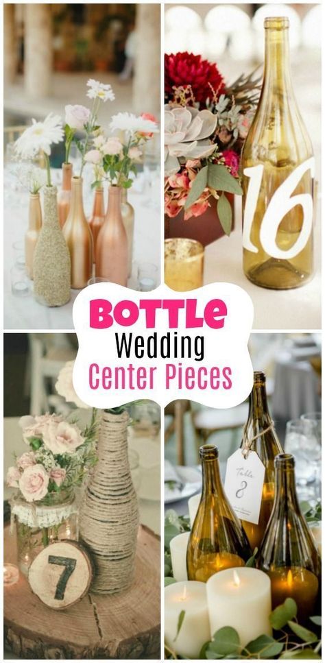 Wedding Decorations With Wine Bottles, Wildflower Bottle Centerpieces, Diy Glass Bottle Wedding Decor, Repurpose Wine Bottles Wedding, Wine Bottle Aisle Decorations Wedding, Wine And Beer Bottle Centerpieces, Wedding Centerpieces With Bottles, Decorate Wine Bottles For Wedding, Wedding Centerpieces Bottles