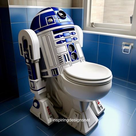 Crazy Bathrooms, Futuristic Bathroom, Cool Toilets, Star Wars Bathroom, Star Wars Bed, Man Cave Bathroom, Star Wars Character, Star Wars Room, Toilet Art