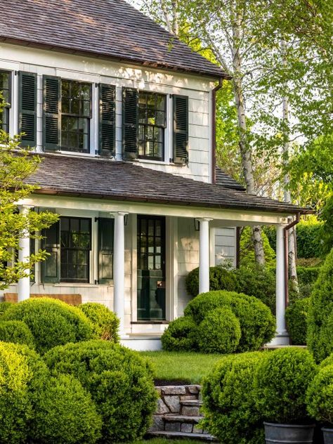 Historical Concepts | Homes | Residences & Retreats | Waterscape Dutch Colonial Exterior, Concepts Architecture, Hamptons Architecture, Colonial House Exteriors, Historical Concepts, Winding Staircase, Sleeping Porch, Side Yards, Colonial Exterior