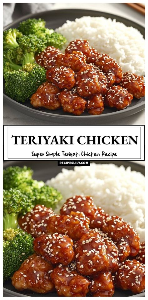 I love whipping up this super simple Teriyaki Chicken! It's quick to make and perfect for weeknight dinners. The juicy chicken is coated in a sweet and savory sauce, served with fluffy rice and fresh broccoli. This dish is a crowd-pleaser and always makes me feel like a culinary star in my kitchen! Chicken And Sticky Rice Recipes, Chicken And Rice Recipes Asian, Simple Teriyaki Chicken, Teriyaki Chicken Recipe, Teriyaki Chicken Crock Pot, Baked Teriyaki Chicken, Teriyaki Chicken And Rice, Soy Sauce Chicken, Easy Chicken And Rice