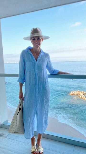 Linen Button-up Shirt Dress For Vacation, Beach Holiday Fashion, Linen Maxi Dress For Beach Cover-up During Beach Season, Oversized Button-up Beach Dress, Linen Button-up Beach Dress, Chic Linen Button-up Dress For The Beach, Pool Outfits, Midlife Fashion, Style Inspiration Spring Summer