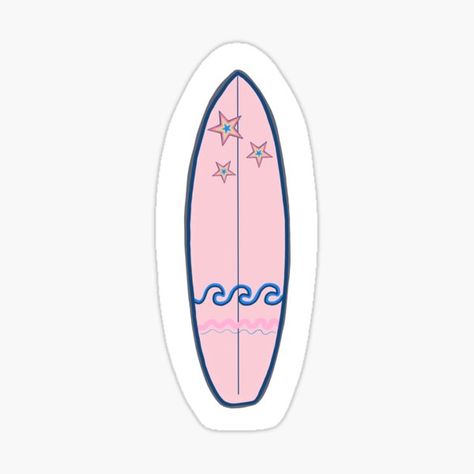 Surfboard Drawing, Surfboard Stickers, 2025 Moodboard, Summer Stickers, Preppy Stickers, Redbubble Stickers, Bella Bella, Birthday Wishlist, Lego Friends