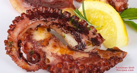 Grilling delicious octopus is a 2-step process. First, you need to pre-cook the octopus by simmering it so that it becomes tender. After that you grill it. Grilled Octopus Recipe, Octopus Recipe, Octopus Recipes, Octopus Salad, Grilled Octopus, Grilled Seafood, Healthy Dishes, Cooking Meat, Decadent Desserts