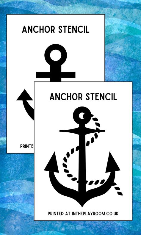 Free Printable Anchor Stencil For Crafts - In The Playroom Anchor Outline, Nautical Rope Crafts, Anchor Stencil, Anchor Crafts, Scuba Vbs, Free Stencils Printables, Pirate Crafts, Anchor Decor, Map Crafts