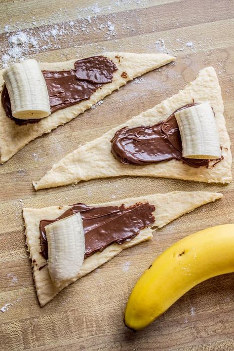 Nutella and Banana Stuffed Crescent Rolls - The Food Charlatan Nutella And Banana, Crescent Recipes, Homemade Dinner Recipes, Cheese Danish, Food Charlatan, Resep Diet, Crescent Roll Recipes, Nutella Recipes, Crescent Roll