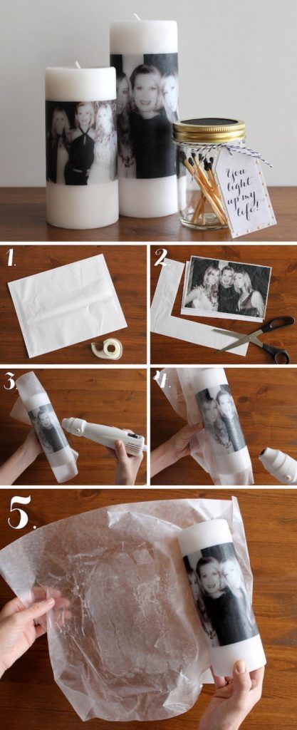 Diy Photo Candles, Joululahjat Diy, Photo Candle, Printing On Tissue Paper, Photo Gifts Diy, Săpunuri Handmade, Diy Gifts For Mom, Diy Simple, Diy Presents