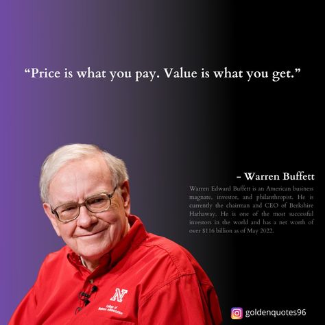 Famous Quotes by Warren Edward Buffett  | Quotes Motivation #5


Warren Edward Buffett is an American business magnate, investor, and philanthropist. He is currently the chairman and CEO of Berkshire Hathaway. He is one of the most successful investors in the world and has a net worth of over $116 billion as of May 2022.


#inspiration #motivationalquotes #motivation #motivational #success #successquotes #quotes  #instagram
#inspirational #positivevibes #positivity #trending #investor #e Motivational Success, Quotes Instagram, Berkshire Hathaway, Successful People, Famous Quotes, Net Worth, Success Quotes, Inspire Me, Positive Vibes