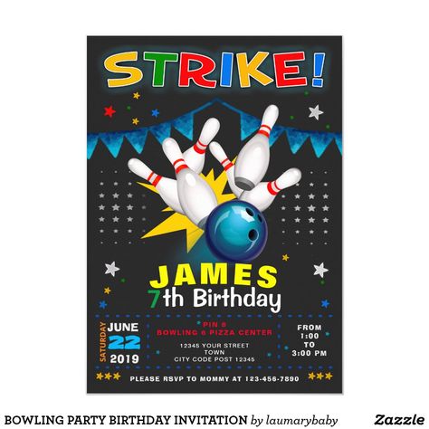 BOWLING PARTY BIRTHDAY INVITATION Bowling Birthday Party Invitations, Bowling Invitations, Bowling Birthday Invitations, Birthday Party Locations, Bowling Party Invitations, Birthday Party Invitations Free, Bowling Birthday Party, Bowling Birthday, Bowling Party