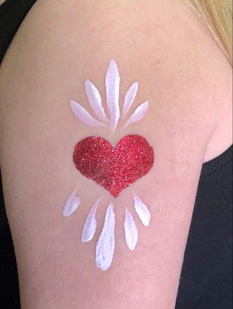 Face Painting For Girls Easy, Face Painting Heart, Face Paint Tattoo, Valentine Face Painting For Kids, Super Easy Face Paint, Fun Face Paint Ideas, Fireworks Face Paint, Valentine’s Day Face Paint, Valentines Face Painting Ideas