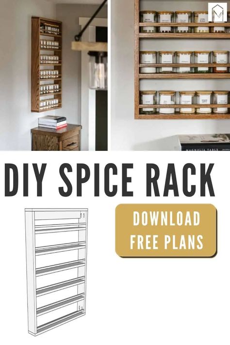 Discover the fun of woodworking and organize your spices simultaneously! Check out the free plans to make your own DIY spice rack. Spice Holder Diy, Build Spice Rack, Wood Spice Rack Diy, Spice Rack Ideas Diy, Homemade Spice Rack, Diy Large Spice Rack, Diy Cabinet Door Spice Rack, Diy Wooden Spice Rack Wall, Spice Rack Plans