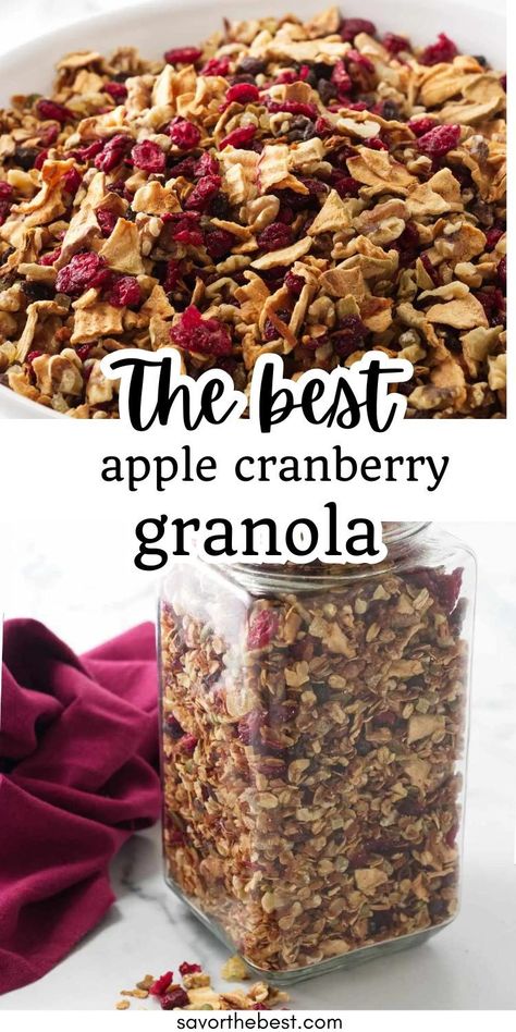 Start your morning with a burst of flavor with this homemade cranberry apple granola! Packed with cinnamon and healthy ingredients, this easy recipe makes the perfect breakfast or snack. Try it today for a wholesome start to your day! Winter Granola Recipe, Best Granola Recipe Homemade, Cinnamon Raisin Granola Recipe, Dried Cranberry Recipes, Apple Granola Recipe, Cranberry Recipes Healthy, Best Granola Recipe, Dried Cranberries Recipes, Healthy Granola Recipe