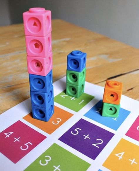 Addition Activities For Kindergarten, Love Blocks, Addition Activity, Oppgaver For Barn, Lego Math, Activity Printables, Mathematics Activities, Play Math, Addition Activities