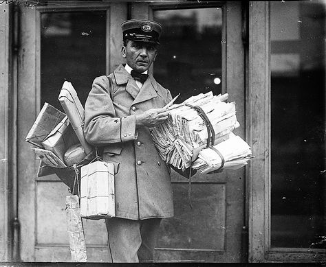 mail-carrier-in-1923-harris-ewing-photographer-library-of-congress Postal Uniform, Paper Boy, Mail Carrier, United States Postal Service, Bw Photo, Library Of Congress, Postal Service, Vintage Photographs, Large Prints