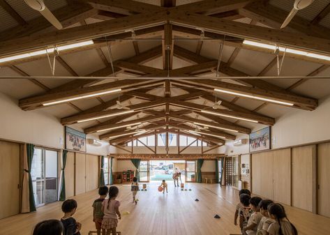 The Children’s House of Satoyama. The site is located halfway up the gently sloping hill that faces the sea in the distance. The surroundings consist of residential houses that were built long ago. We sought to build a house on Satoyama so that the children would be embraced by the mountains. Halfway House, Kindergarten Design, Education Architecture, Concrete Structure, Residential House, Luxury Homes Dream Houses, Reinforced Concrete, Shop Interior Design, Shop Interior