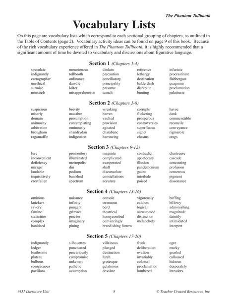 The Phantom Tollbooth Activities, Phantom Tollbooth Activities, Book Themed Activities, Phantom Tollbooth, The Phantom Tollbooth, Table Of Contents Page, 5th Grade Ela, Reading Comprehension Strategies, 5th Grade Classroom