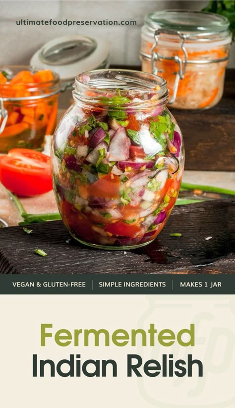 Indian Relish Recipe, Fermented Vegetables Recipes, Fermented Veggies, Fermented Pickles, Tasty Lunch, Fermentation Recipes, Relish Recipes, Fermented Vegetables, Relish Trays