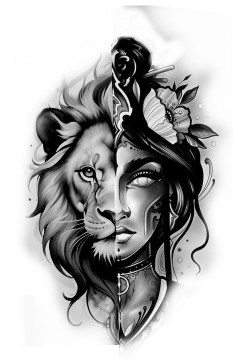 Female Lion Tattoo For Women, Leo Lion Tattoos For Women, Leones Tattoo, Lioness Tattoos, Leo Lion Tattoos, Lions Tattoo, Female Lion Tattoo, Bio Organic Tattoo, Colored Tattoo Design