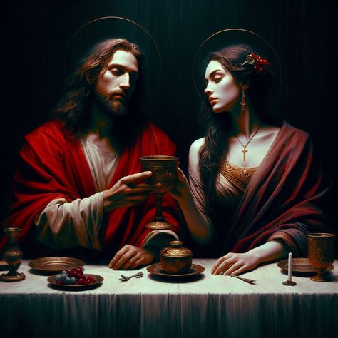 Yeshua And Mary Magdalene, Mary Magdalene The Chosen, Mary Magdalene Art, Jesus And Mary Magdalene, Hieros Gamos, Mary Magdalene And Jesus, Jesus And Mary, Jesus Drawings, Maria Magdalena