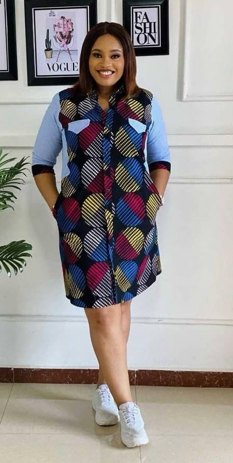 Ladies Shirt Dress, Ankara Shirt, Stylish Naija, Traditional African Clothing, African Fabric Dress, African Print Dress Ankara, Short African Dresses, Best African Dresses, Short Dress Styles