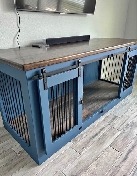 Built In Dog Crate Office, Dog Kennel Kitchen Island, Dog Kennel Inside House, Dog Kennel Entertainment Center Diy, Under Counter Dog Kennel, Bedroom Converted To Tv Room, Dog Creates Furniture Diy, Laundry Room Dog Kennel, Dresser Dog Kennel