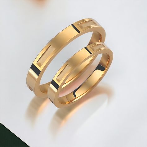 If you're searching for a wedding ring that exudes both elegance and uniqueness, you might want to consider solid gold rings with rectangle patterns throughout. These rings have a stunning appearance, and they're sure to catch the eye of anyone who sees them. Jewelry Esthetics, Minimal Wedding Band, His And Hers Wedding Rings, Hers Wedding Rings, His And Her Wedding Rings, Classic Wedding Band, Ring Wedding Band, Minimal Wedding, Gold Ring Sets