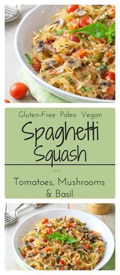 Spaghetti Squash with Tomatoes, Mushrooms and Basil. Whole30, Paleo and Gluten Free. Mushroom Spaghetti Squash, Vegan Spaghetti Squash, Mushroom Spaghetti, Spaghetti Squash Pasta, Whole30 Recipe, Paleo Menu, Arbonne Recipes, Squash Recipe, Spaghetti Squash Recipes