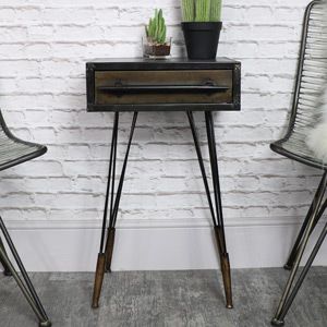 Shabby Chic & French Style Bedside Tables | Melody Maison® Eclectic Bedside Table, Industrial Furniture Wood, Metal Bedside Table, Quirky Table, Modern Bedroom Storage, Retro Bedside Tables, Diy Industrial Furniture, Bedside Table Metal, Table Retro