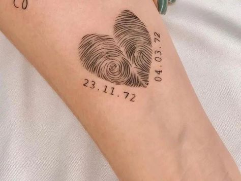 Thumbprint Tattoo, Fingerprint Heart Tattoos, Fingerprint Tattoos, Mama Tattoo, Anatomical Heart Tattoo, Crazy Tattoos, Phrase Tattoos, Cute Hand Tattoos, Tattoos With Kids Names