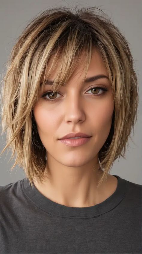 22 Flatter Your Face: Best Choppy Bob Haircuts for All Shapes Short Choppy Haircuts, Choppy Bob Haircuts, Haircuts For Medium Length Hair, Layered Haircuts For Medium Hair, Bob Hairstyles For Thick, Choppy Bob, Choppy Bob Hairstyles, Chin Length Hair, Messy Short Hair