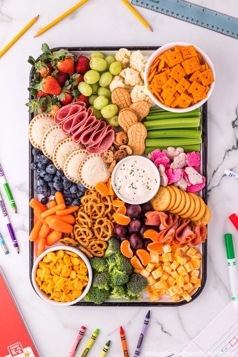 Looking for a way to get the kids to eat more fruits and vegetables? Create an After School Snack Board filled with all the good snacks! #snackboard #afterschoolsnacks #easysnackrecipes #uncrustables #easyrecipes #charcuterieideas #snacks #PB&Jsandwiches #ranchdip #charcuterie Good Snacks, Party Mix Snacks, More Fruits And Vegetables, After School Snack, Snack Platter, Homemade Cocktails, Charcuterie Inspiration, Snack Board, School Snack