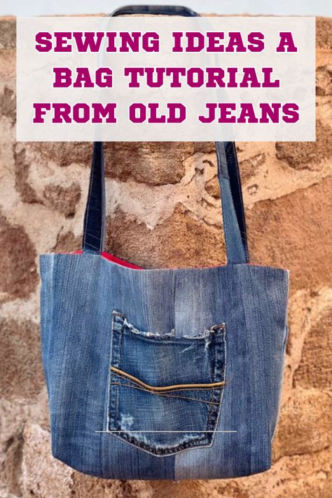 Diy Denim Bag Old Jeans, Denim Bags From Jeans Diy, Denim Purses And Bags Old Jeans, Denim Tote Bag Diy Old Jeans, Denim Diy Upcycling, Denim Recycle Projects, Tote Bag From Old Jeans, Sew Denim, Denim Bags From Jeans