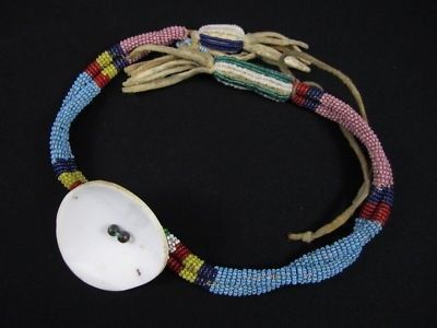 Antique Crow Indian Beaded Necklace - Circa - 1880 (04/23/2011) Crow Indian Beadwork, Crow Clothes, Crow Beadwork, Indigenous Pride, Native Artifacts, Bear Claw Necklace, Native Pottery, Indian Beadwork, American Crow