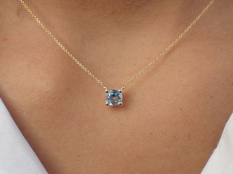 London Blue Topaz Necklace, Gold Necklace Pendant, November Birthstone Necklace, Blue Topaz Jewelry, Orange Necklace, Blue Topaz Necklace, Blue Topaz Pendant, Topaz Jewelry, Solid Gold Necklace