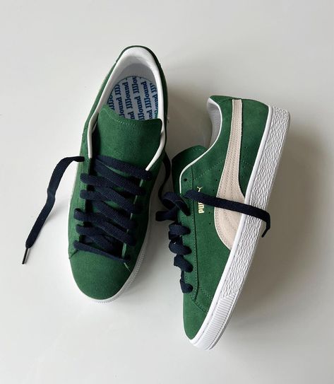 JJJJound x PUMA Suede Revealed in Green Puma Store, Velour Tracksuit, Repeat Prints, Mens Attire, Bread And Butter, Puma Suede, Puma Sneakers, Pumas Shoes, Link Up