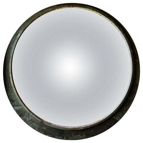 Round Train Mirror | See more antique and modern Wall Mirrors at https://www.1stdibs.com/furniture/mirrors/wall-mirrors Patina Mirror, Full Wall Mirror, Tall Wall Mirrors, Big Wall Mirrors, Oversized Wall Mirrors, Wall Mirror Diy, Mirror Gallery Wall, Modern Wall Mirrors, Lighted Wall Mirror