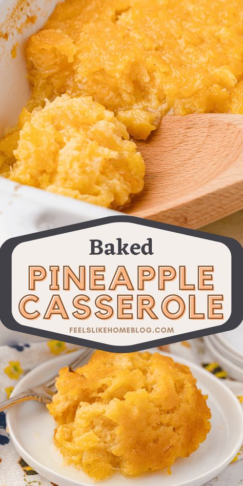 Sweet Pineapple Casserole, Pineapple Recipes Dinner Side Dishes, Baked Pineapple Dessert, Pineapple Hot Dish, Pineapple Bread Casserole, Paula Deen Pineapple Casserole, Easy Pineapple Dessert Recipes, Hot Pineapple Casserole, Pineapple Bake Casserole