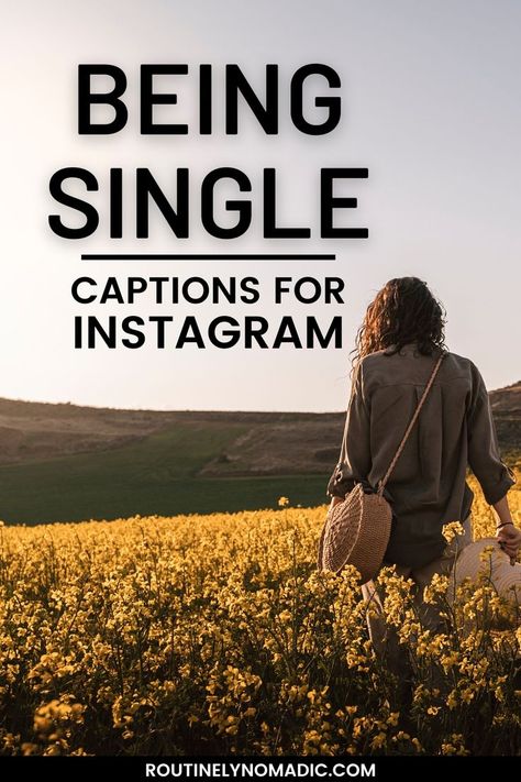 Person walking through field with words Being Single Captions for Instagram Single Captions For Instagram, Sassy Single Quotes, Single Captions, Happy Being Single, Happy Single Life, Newly Single, Single Quotes Funny, Trying To Be Happy, Single Life Quotes